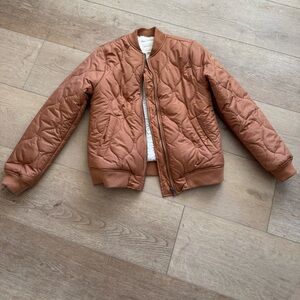 Tan Quilted Bomber Jacket - Women’s Small